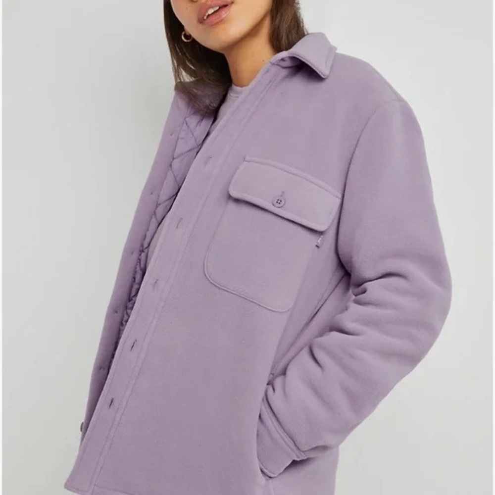 TNA Lavender Purple Ash Mauve Polar Fleece Quilted Shirt Jacket Size 1 (XS) - Picture 2 of 11